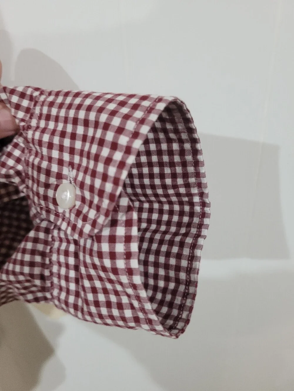 J. Crew Mens Secret Wash Slim L/S Maroon Gingham Check Button-Down XXL 2XL